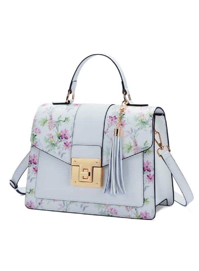 Floral Office Bag – Genuine Leather Office Handbag for Women, Elegant Crossbody Women’s Handbag, Stylish Ladies Fashion Purse, Compact Luxury Crossbody Sling Bag with Floral Design, Functional Shoulder Tote Bag for Work, Travel, and Everyday Use