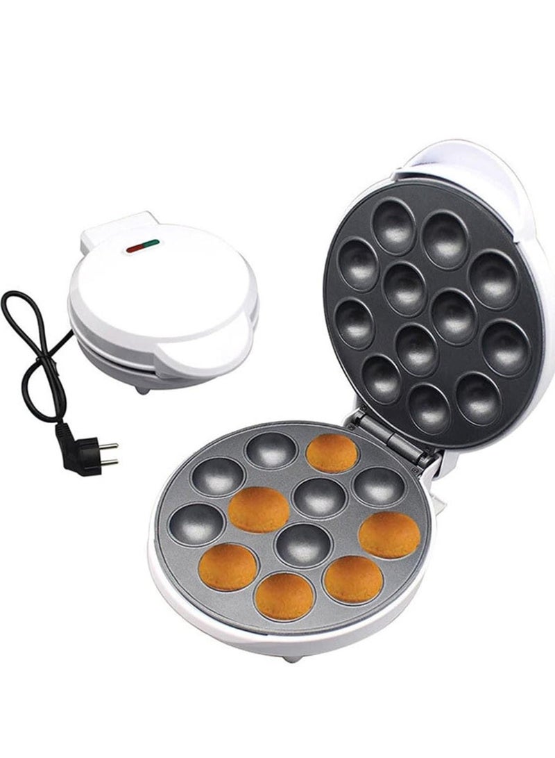 12-Slot Electric Pop Cake & Donut Maker, Non-Stick Cake Pop Maker with Power & Ready Indicator, Cool Touch Housing, Perfect for Birthday & Holiday Parties