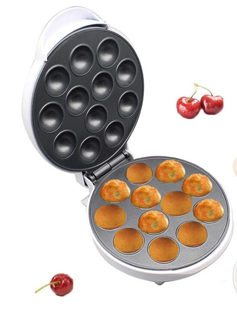 12-Slot Electric Pop Cake & Donut Maker, Non-Stick Cake Pop Maker with Power & Ready Indicator, Cool Touch Housing, Perfect for Birthday & Holiday Parties