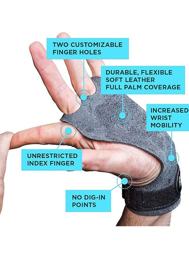 3-Hole Finger Crossfit Leather Hand Grips with Neoprene Wrist Wraps for Gymnastics Rings Gym Weight Lifting Pull Up Bar Training,Hand Protection from Rips and Blisters for Men and Women