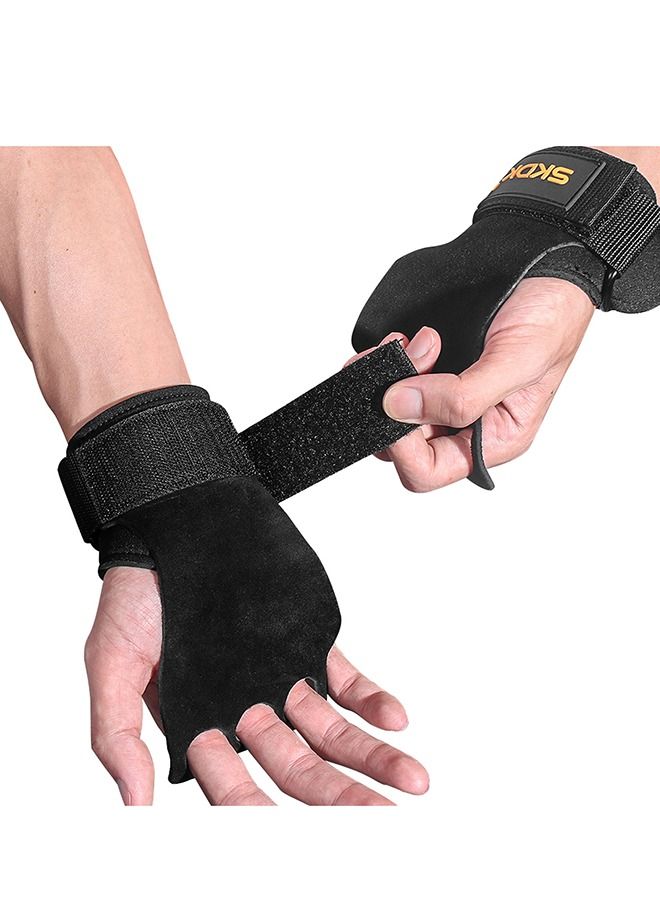 3-Hole Finger Crossfit Leather Hand Grips with Neoprene Wrist Wraps for Gymnastics Rings Gym Weight Lifting Pull Up Bar Training,Hand Protection from Rips and Blisters for Men and Women