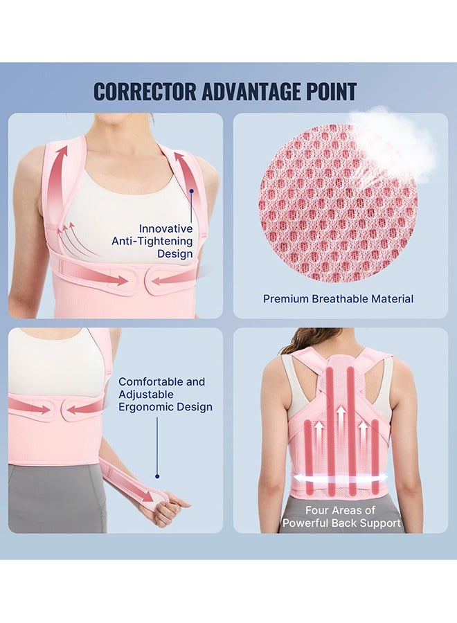 Back Brace and Posture Corrector for Women and Men Back Straightener Posture Corrector Scoliosis and Hunchback Correction Back Pain Spine Corrector Support Adjustable Posture Trainer, Pink（Size:M)