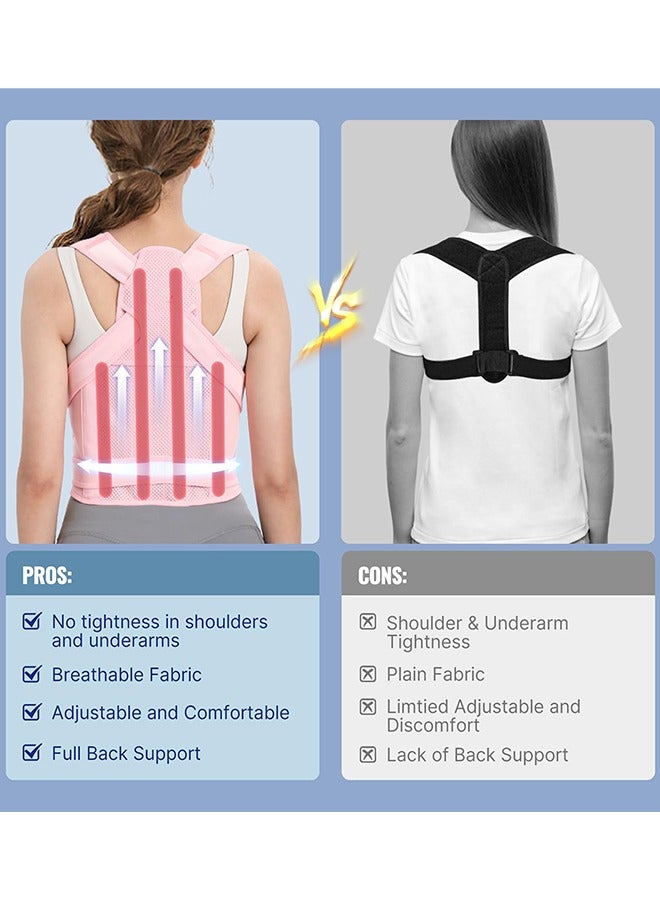 Back Brace and Posture Corrector for Women and Men Back Straightener Posture Corrector Scoliosis and Hunchback Correction Back Pain Spine Corrector Support Adjustable Posture Trainer, Pink（Size:M)