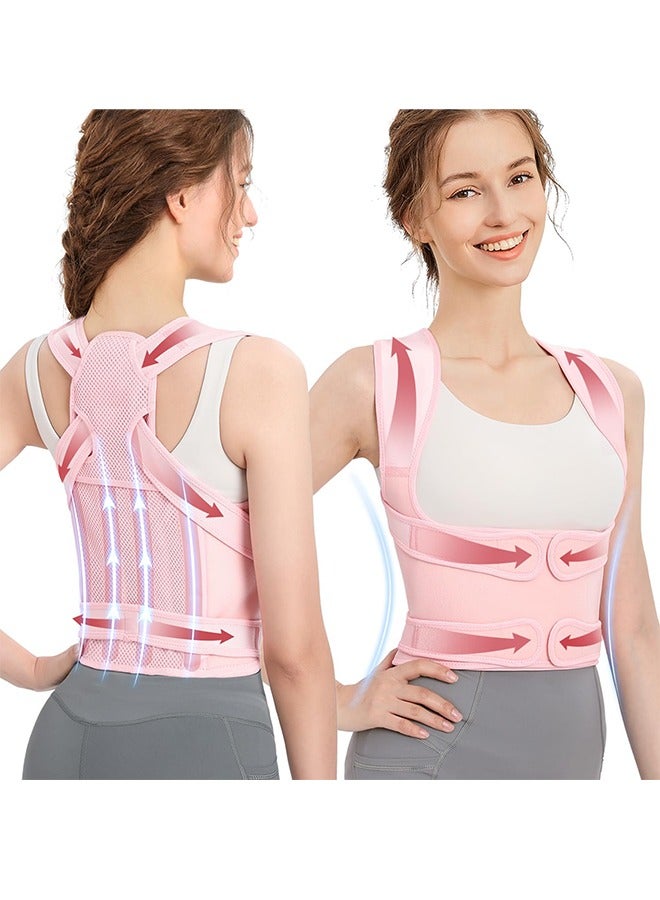 Back Brace and Posture Corrector for Women and Men Back Straightener Posture Corrector Scoliosis and Hunchback Correction Back Pain Spine Corrector Support Adjustable Posture Trainer, Pink（Size:M)