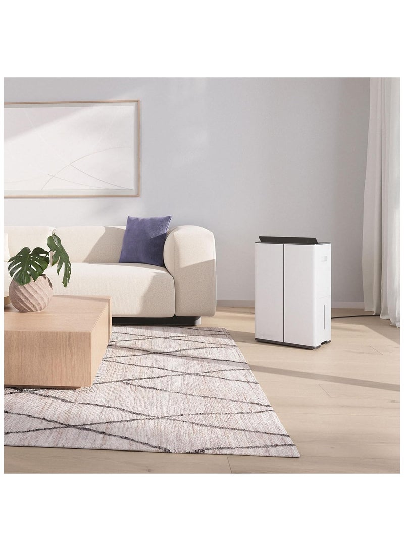 Swiss Design Dehumidifier: Wi-Fi, 2 Drainage Options, Air Purification, Ideal for Large Rooms up to 70sqm, Quiet, 24H Timer, 5L Tank, Swing & Night Modes (Lukas) - 2-Year Warranty+Local Support L-031 White
