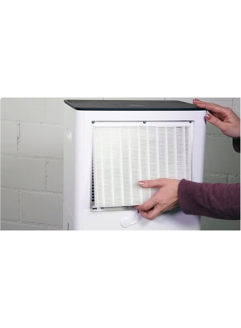 Swiss Design Dehumidifier: Wi-Fi, 2 Drainage Options, Air Purification, Ideal for Large Rooms up to 70sqm, Quiet, 24H Timer, 5L Tank, Swing & Night Modes (Lukas) - 2-Year Warranty+Local Support L-031 White