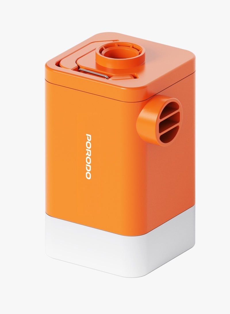 4-Function Portable Pump / Inflate / Deflate / Light / Power Bank / Compact & Lightweight / Camping / Outdoor - Orange