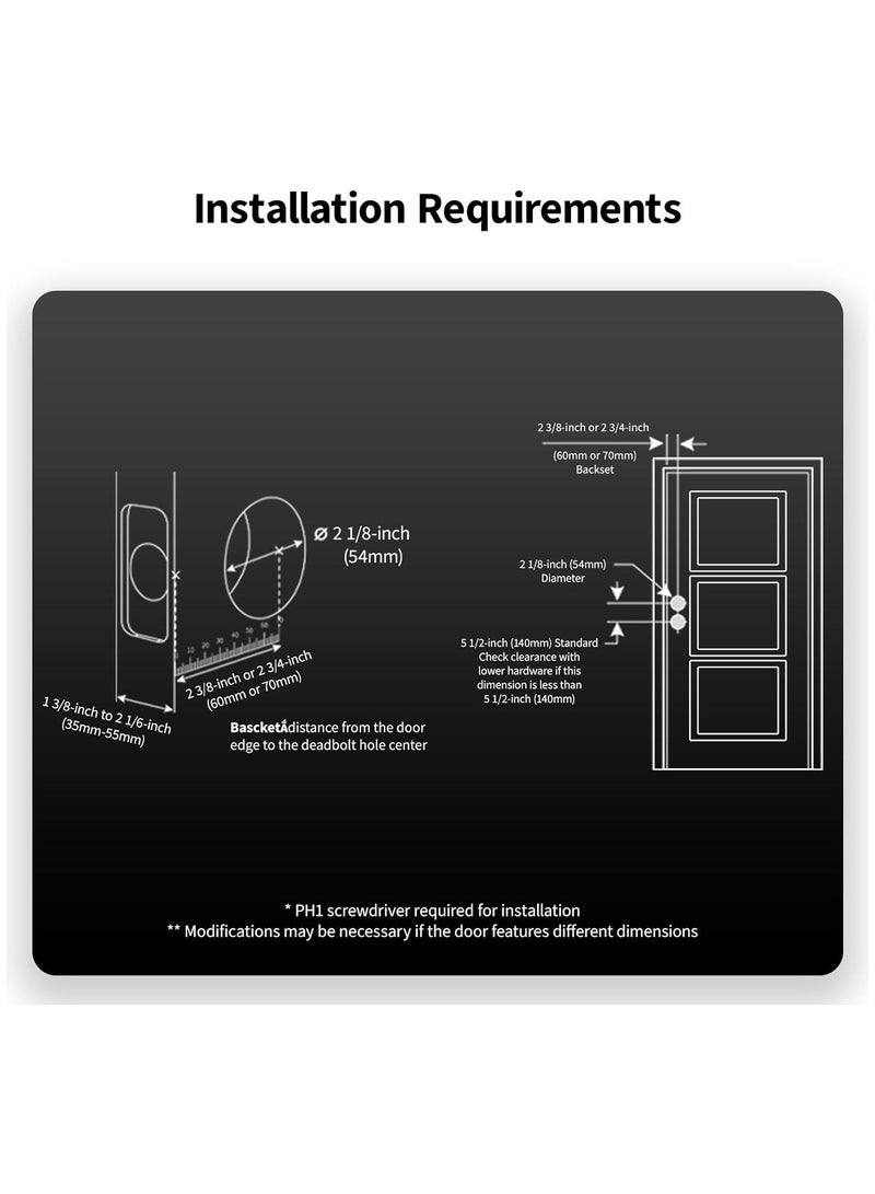 Aqara Smart Lock U50, Keyless Entry Door Lock with Apple Home Key,App Remote Control, Support Apple HomeKit,Matter,Google Home,Alexa, IFTTT,Global version-Black