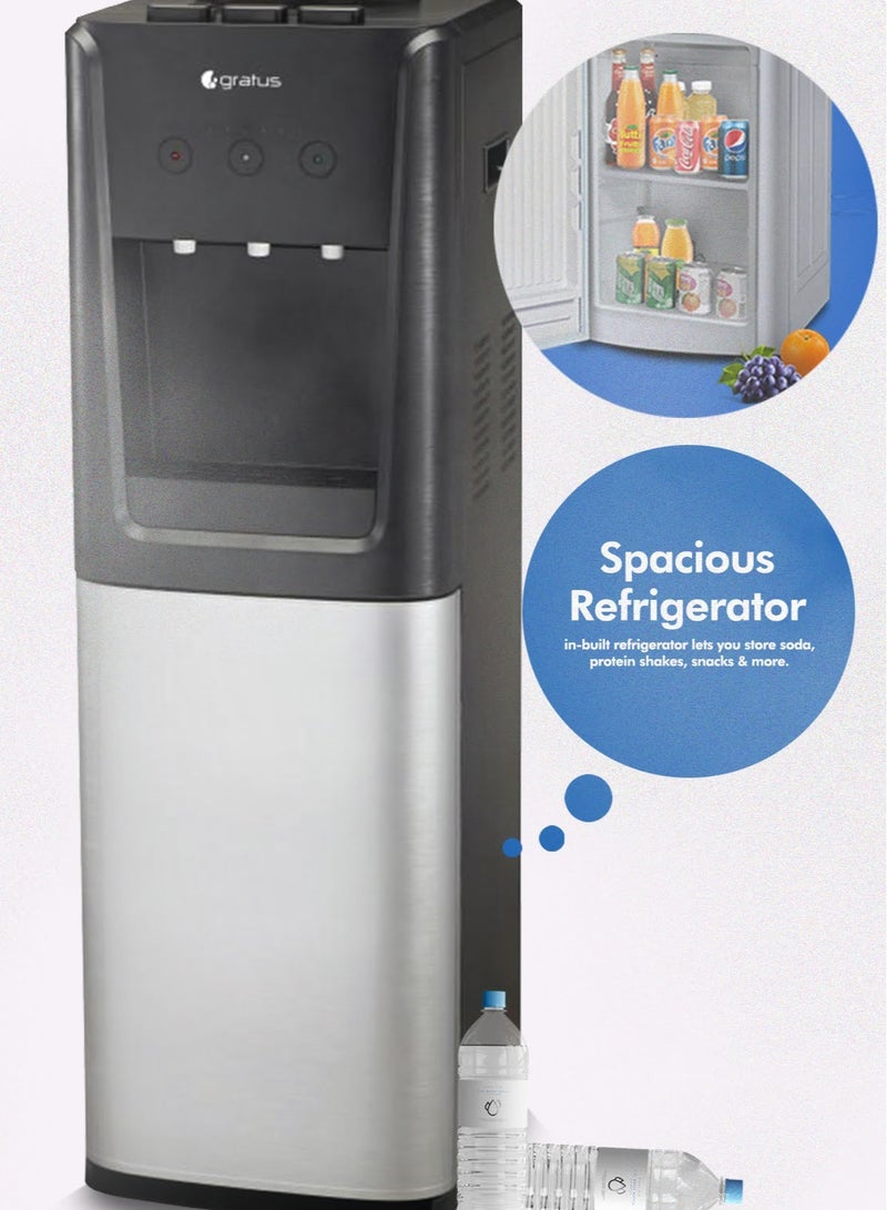 Hot & Cold 3 Tap Floor Standing Top Loading Water Dispenser With Refrigerator, 1 Year Full , Model-GWD801WFRW