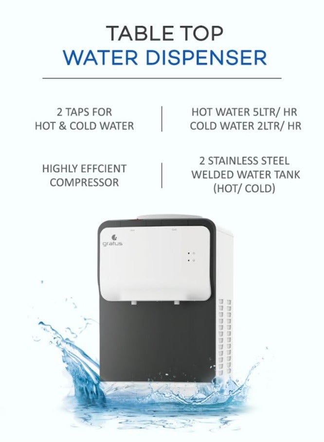 2 Tap Hot & Cold Tabletop Water Dispenser, 1 Year Full  Model -GWTT21AC