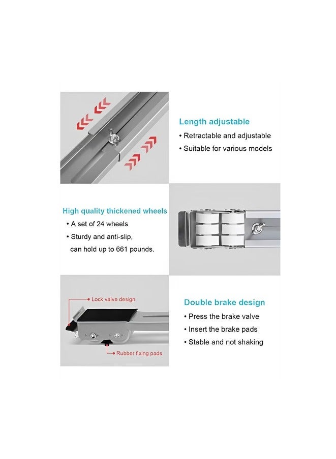 Adjustable Moving Roller, Heavy-Duty Furniture Mover for Refrigerator, Washing Machine, and Appliances - Easy Glide with 4 Lockable Wheels and Anti-Slip Pads, Length Adjustable