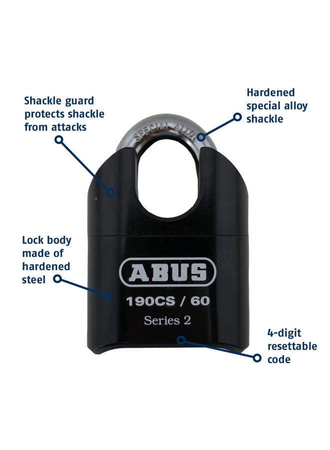 Abus 190Cs 60 High Security Solid Steel Combination Padlock Closed Shackle