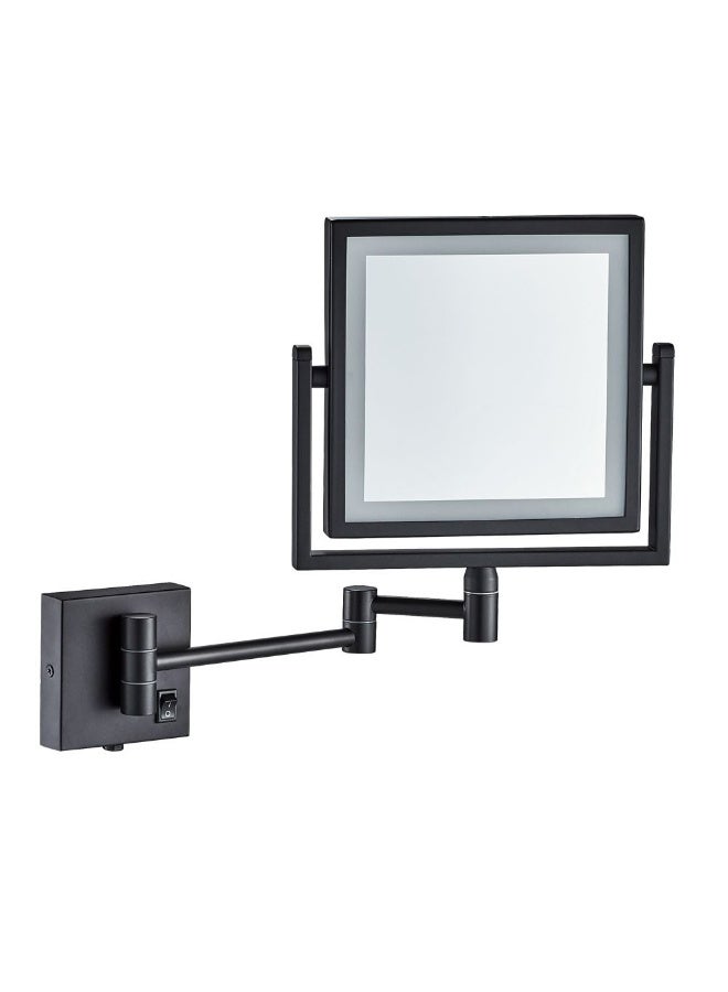 Milano Magnifying Mirror With Led Light Square Matt Black | Glass LED Mirror | Vanity Mirror With Lights Bathroom Mirror Wall Mounted For Toilet Bathroom - Matt Black