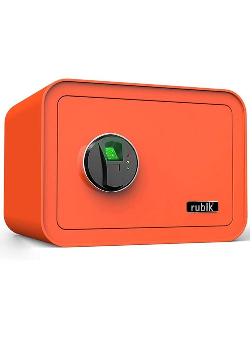 Safe Box with Biometric Fingerprint Lock A4 Document Size Safety Deposit Box for Home Office Shop (35x28x25cm) Orange