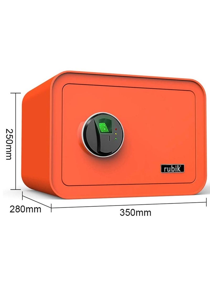 Safe Box with Biometric Fingerprint Lock A4 Document Size Safety Deposit Box for Home Office Shop (35x28x25cm) Orange