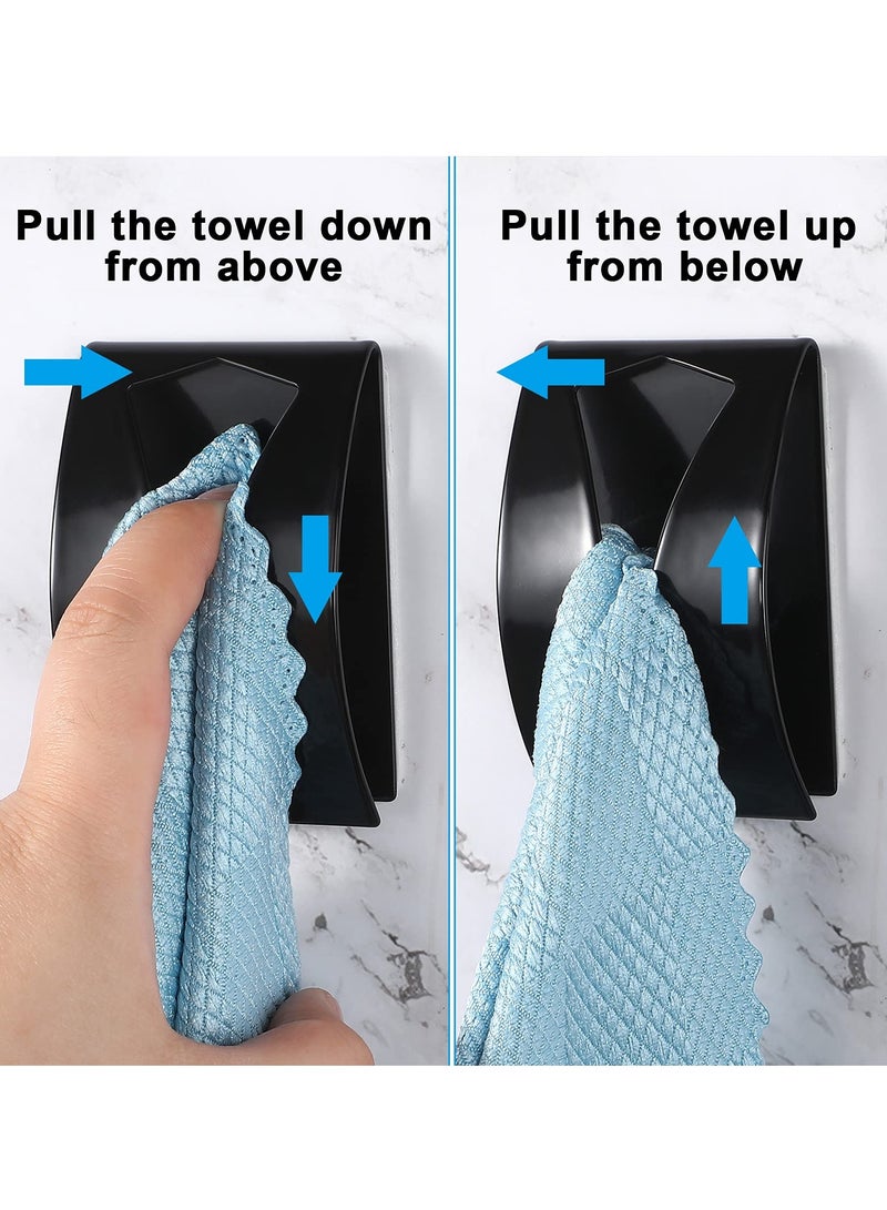 4 Pieces Self Adhesive Towel Hook Holder Grabber, Stainless Steel Kitchen Dish Towel Hook Wall Mount Non-Drilling Towel Hangers Rack Hand Towel Hook Tea Towel Holders for Bathroom Kitchen