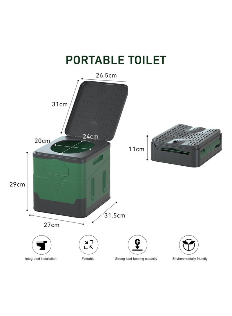 Portable Toilet for Camping | Folding Outdoor Toilet with Lid | Travel Toilet for Adults | Compact Porta Potty Bucket for Hiking, Beach, and Boat Trips