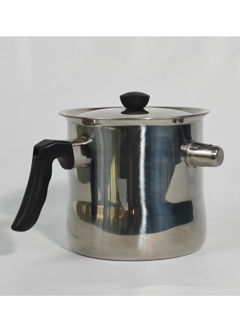 Household Multipurpose Use Cookware Milk Pot with Lid Double Wall Stainless Steel Pudding Pot with Bakelite Handle and Alarming Whistle 1L/2L