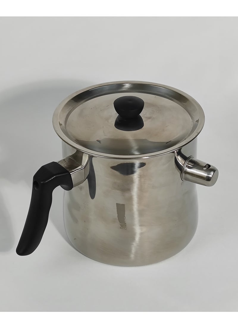 Household Multipurpose Use Cookware Milk Pot with Lid Double Wall Stainless Steel Pudding Pot with Bakelite Handle and Alarming Whistle 1L/2L