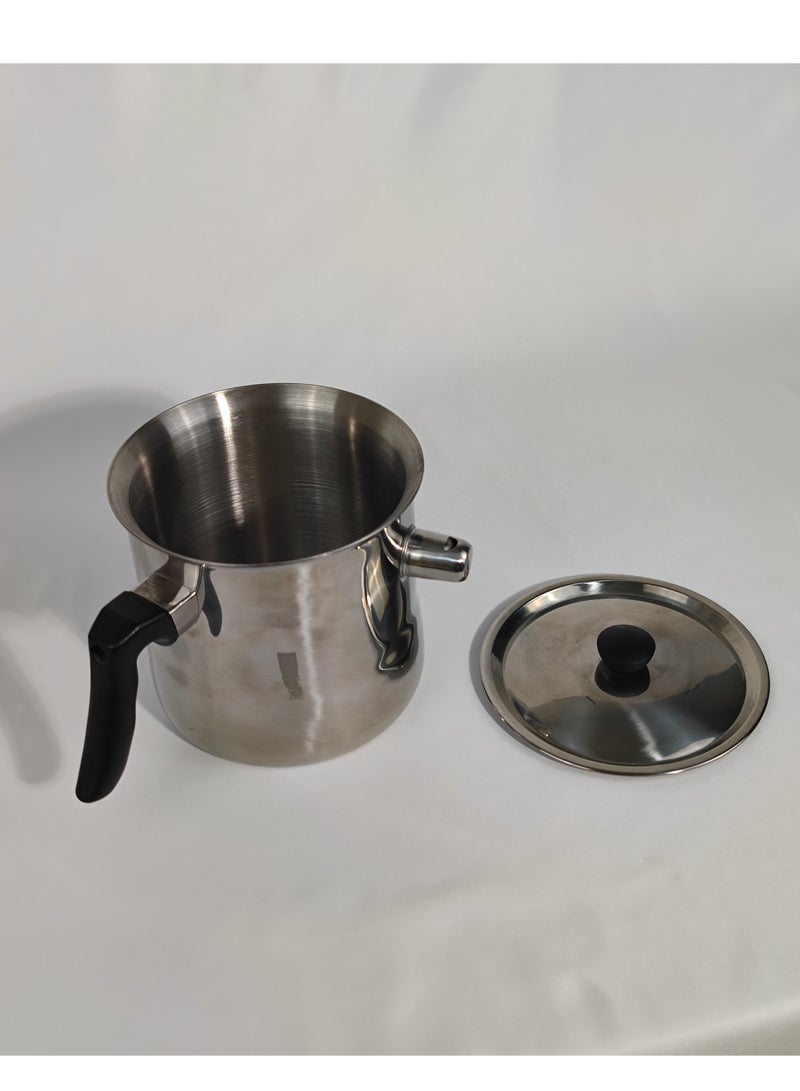 Household Multipurpose Use Cookware Milk Pot with Lid Double Wall Stainless Steel Pudding Pot with Bakelite Handle and Alarming Whistle 1L/2L