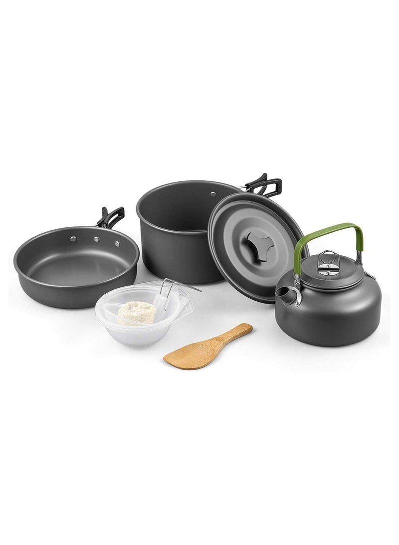 9-Piece Cookware Set Outdoor Camping Cooking Kit | Portable, Lightweight Nonstick Pan & Pot Set with Carry Bag | Ideal for Backpacking, Hiking, Travel | Compact & Durable