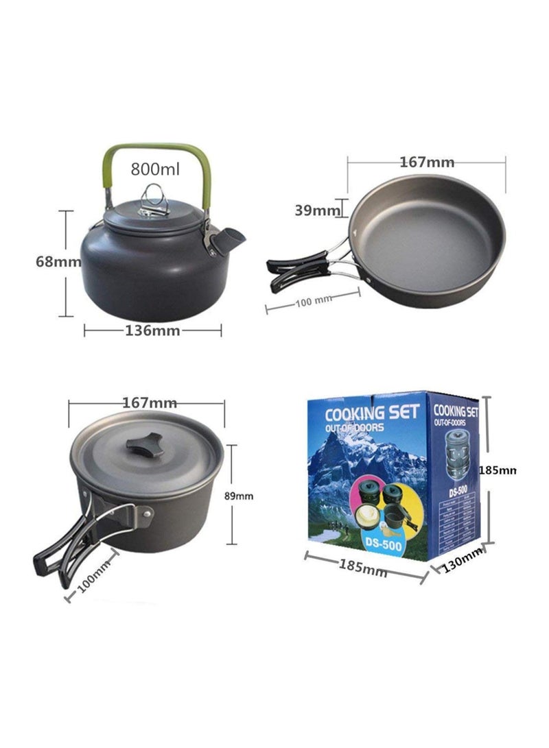 9-Piece Cookware Set Outdoor Camping Cooking Kit | Portable, Lightweight Nonstick Pan & Pot Set with Carry Bag | Ideal for Backpacking, Hiking, Travel | Compact & Durable