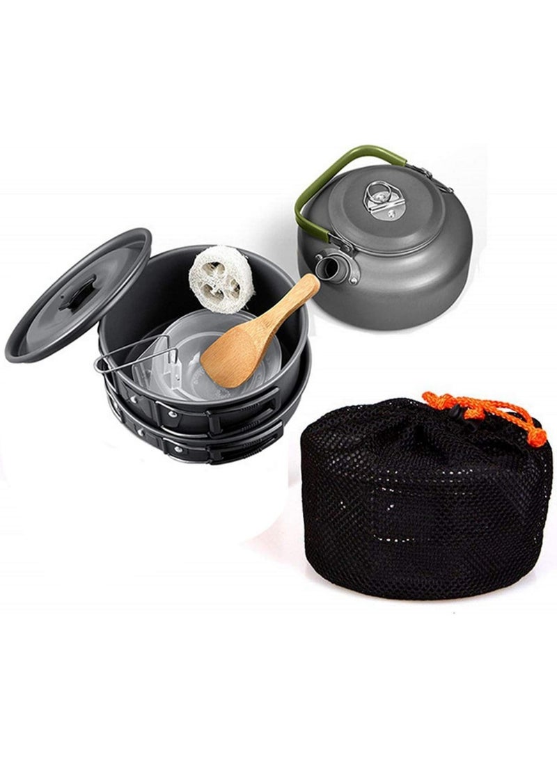 9-Piece Cookware Set Outdoor Camping Cooking Kit | Portable, Lightweight Nonstick Pan & Pot Set with Carry Bag | Ideal for Backpacking, Hiking, Travel | Compact & Durable