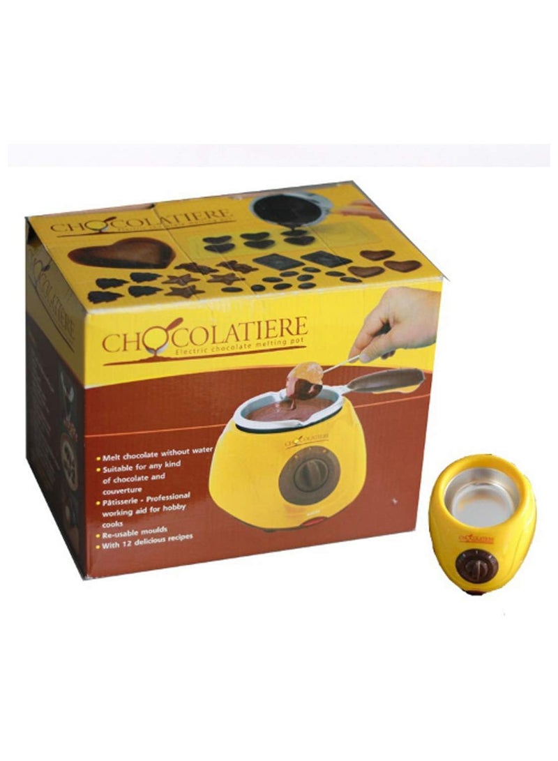 Electric Chocolate Melting Pot Machine Chocolate Fountain Fondue Pot Candy Making Cupcake Melter Chocomaker DIY Kitchen Tool Gift with Mould Set (Yellow)