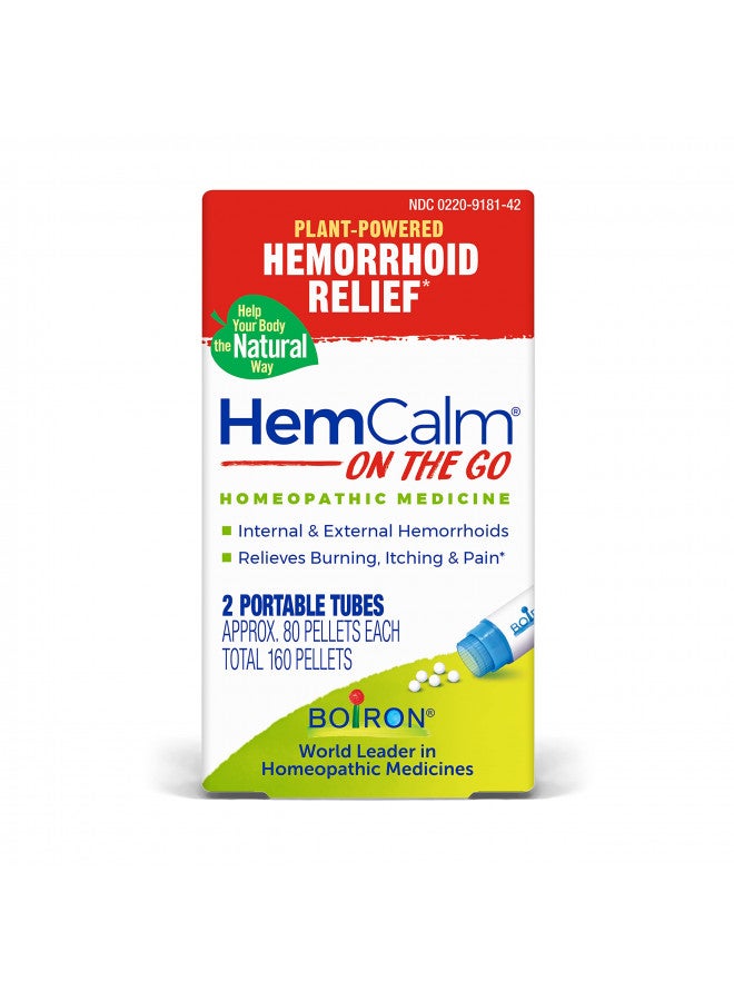 Boiron HemCalm On The Go for Hemorrhoid Relief of Pain, Itching, Swelling or Discomfort - 2 Count (160 Pellets)