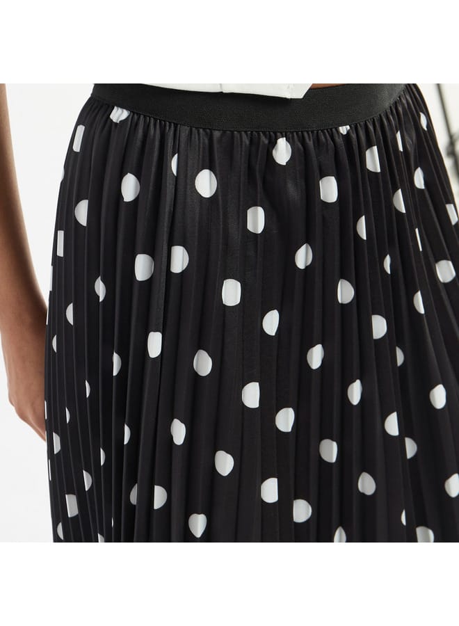 All-Over Polka Dot Print A-line Skirt with Elasticated Waistband