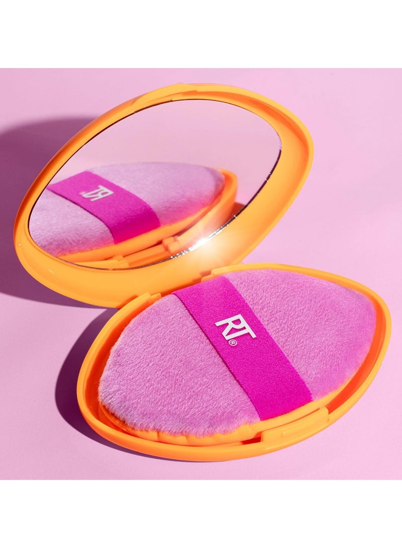 Real Techniques Miracle 2-In-1 Powder Puff with Travel Case, Dual-Sided Makeup Blending Puff, Elastic Band, Precision Makeup Sponge and Powder Puff, For Liquid, Cream and Powders 2 Count