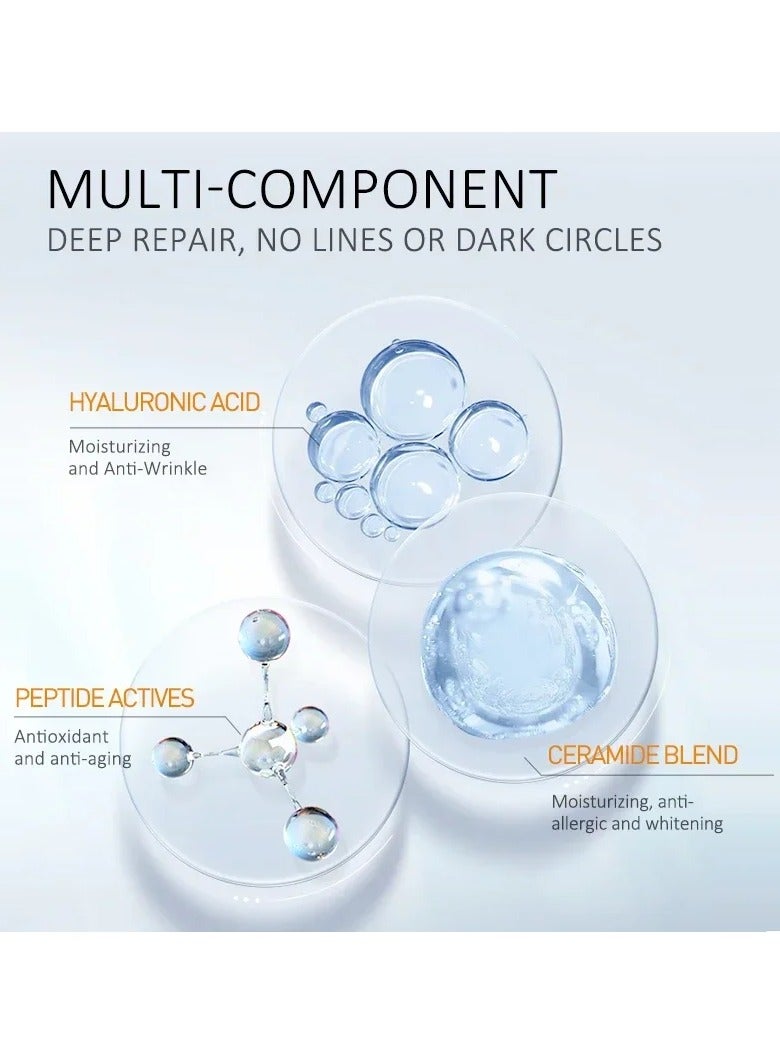 Peptide Eye Bags Eye Cream with Hyaluronic Acid for Anti Dark Circle Wrinkle Removal with Roller Massager for Skincare Beauty