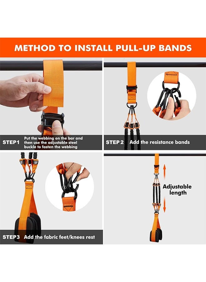 Pull Up Assistance Bands, Heavy Duty Resistance Band for Pull Up Bar, Adjustable Weight/Size with Fabric Feet/Knee Rest, Bands for Pull Up Assist for Strength Training, Patented Pull Up Assist Band