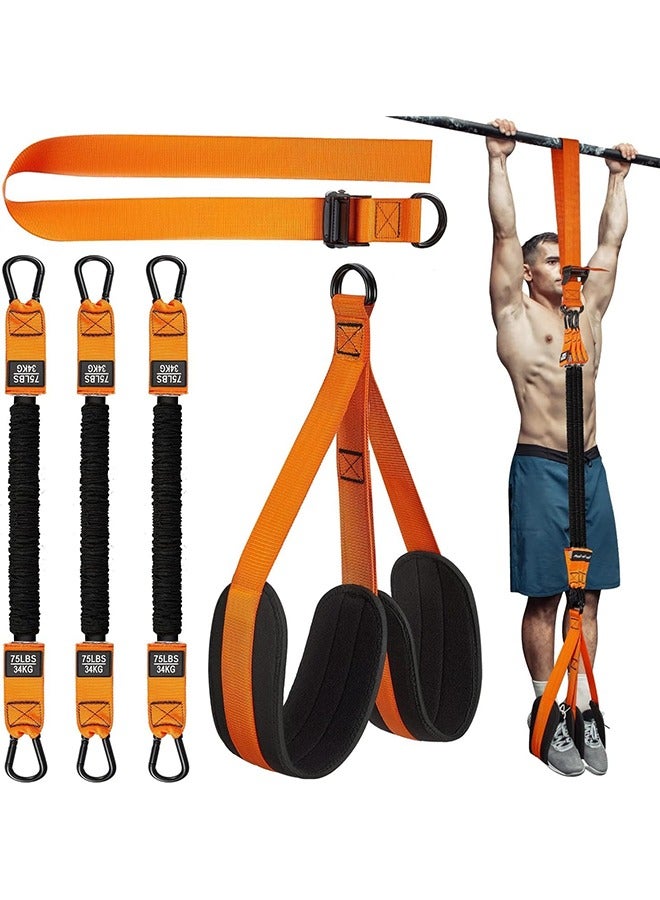 Pull Up Assistance Bands, Heavy Duty Resistance Band for Pull Up Bar, Adjustable Weight/Size with Fabric Feet/Knee Rest, Bands for Pull Up Assist for Strength Training, Patented Pull Up Assist Band