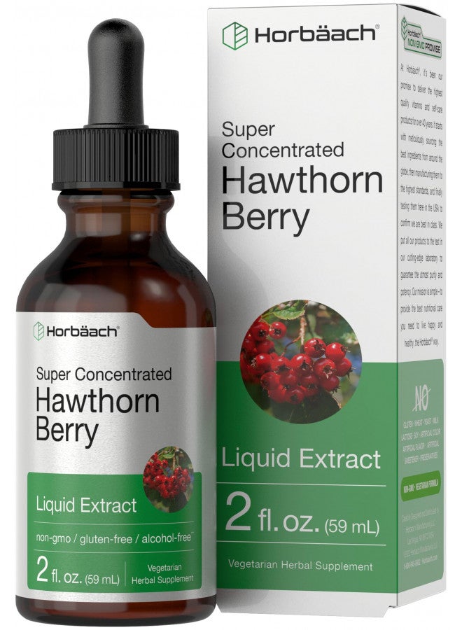 Hawthorn Berry Extract | 2 fl oz | Hawthorne Liquid Tincture | Vegetarian, Non-GMO, Gluten Free | by Horbaach