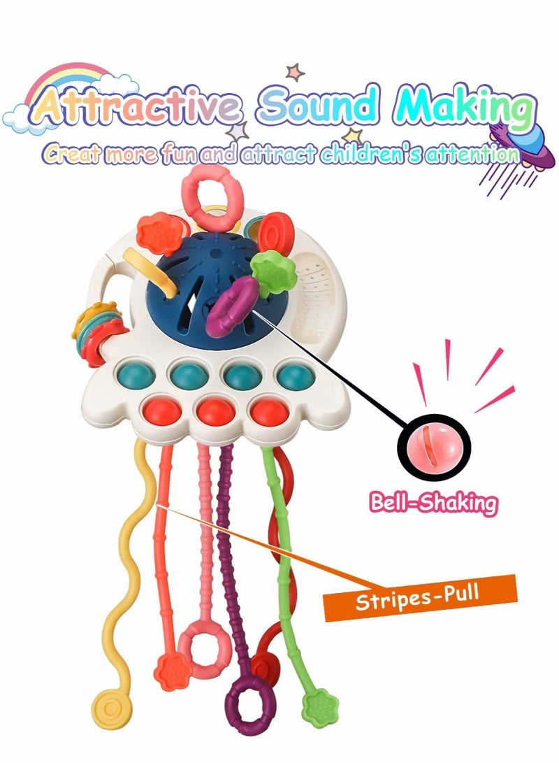 Octopus Silicone Pull String Learning Toys Montessori Toys  Baby Sensory Toys Bath Travel Teething Toys for Birthday Gifts for 1-3 Year Old Boys and Girls