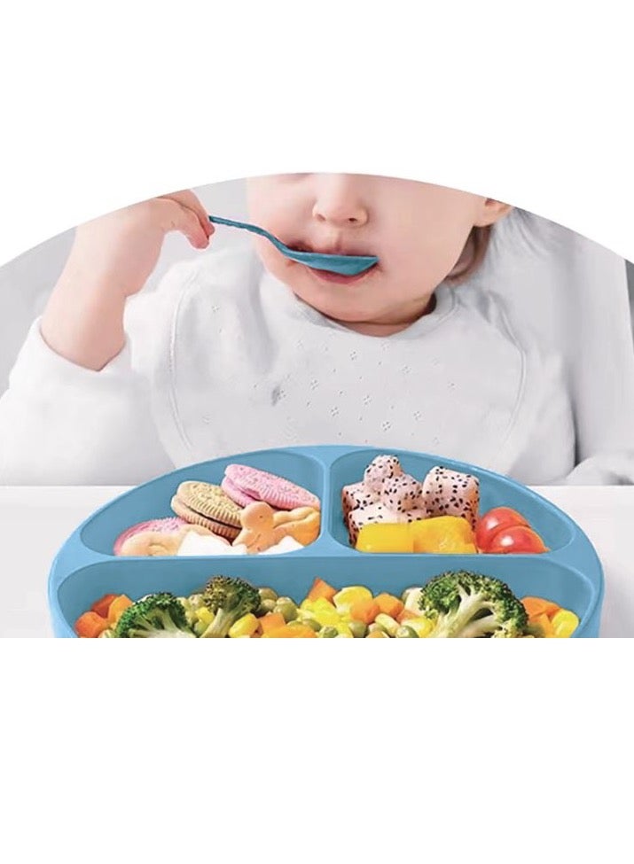 silicone set Feeding baby with toothbrush baby blue 7 pce