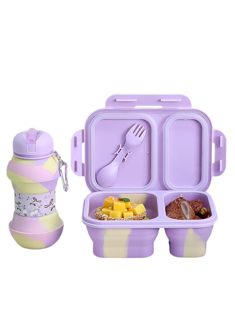 Kids Lunch Box Silicone Foldable Lunch Box Leak proof