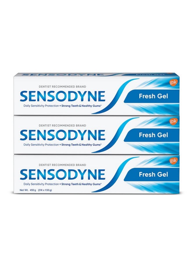 Toothpaste Fresh Gel Combo Pack, Sensitive Tooth Paste For Daily Sensitivity Protection, 450 Gm Multi-Pack (150 Gm X 3)