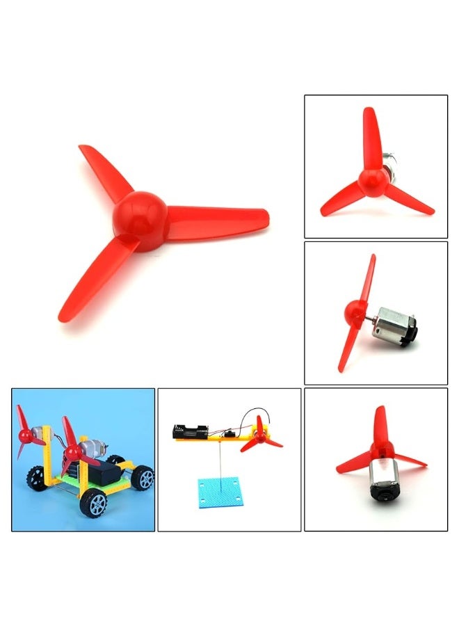 EUDAX Micro DC Motor 2mm Shaft Propeller with 3 Vanes 80mm Fan Shape for Fan Leaves Ship Model RC Boat DIY Airplane Science and Education Toys