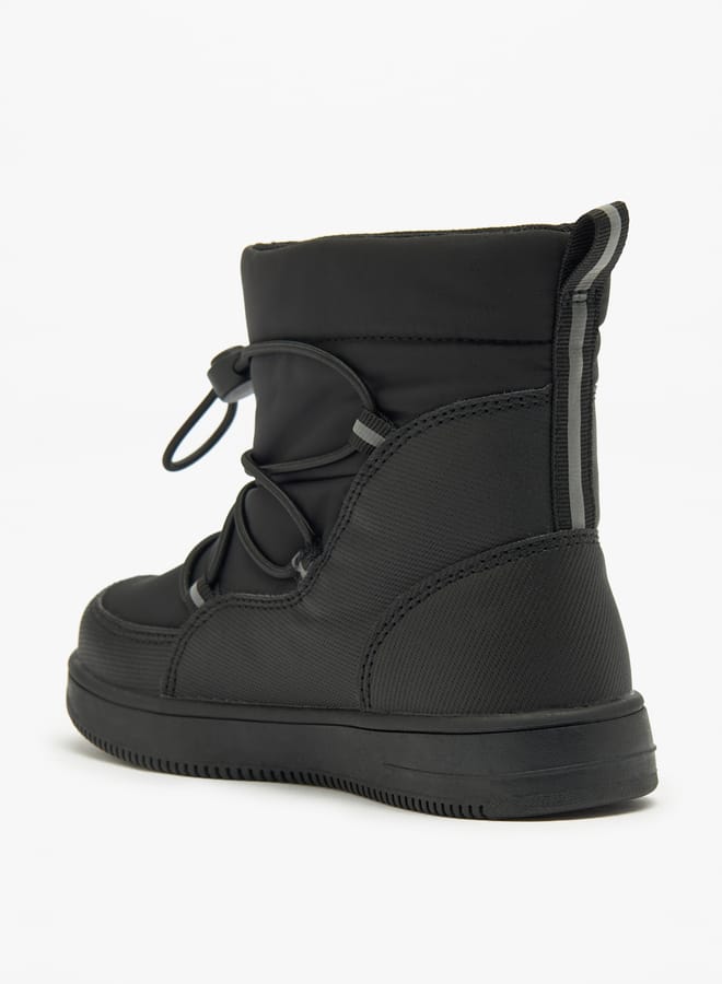 Boys Solid High Cut Slip-On Boots with Drawstring Detail