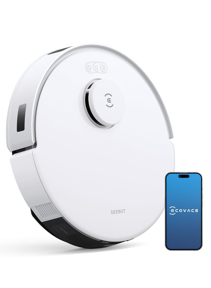 【Upgrade N10 Robotic Vacuum Cleaner, 8000Pa Strongest Suction Robot Cleaner, Anti-Hair Tangle, Deep Sweeping and Mopping, 6400mAh Battery 400 ml 45 W Deebot N20 PRO White