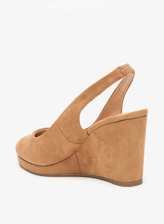 Women's Solid Slip-On Pump Shoes with Wedge Heels