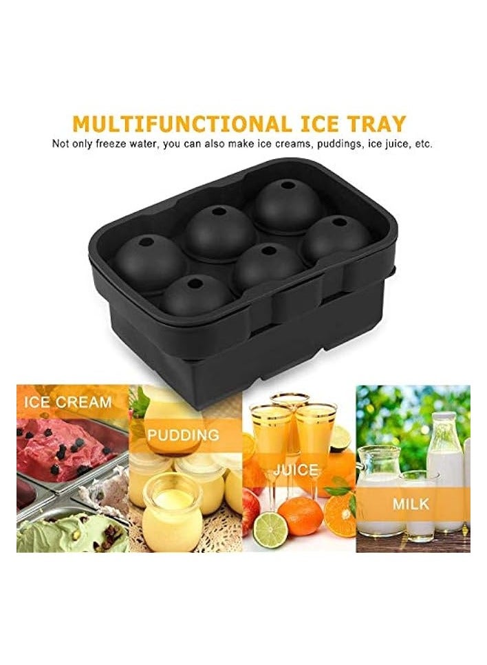 Large Size Ice Maker Hold Silicone Cube Tray And Ball (Set Of 2) Black