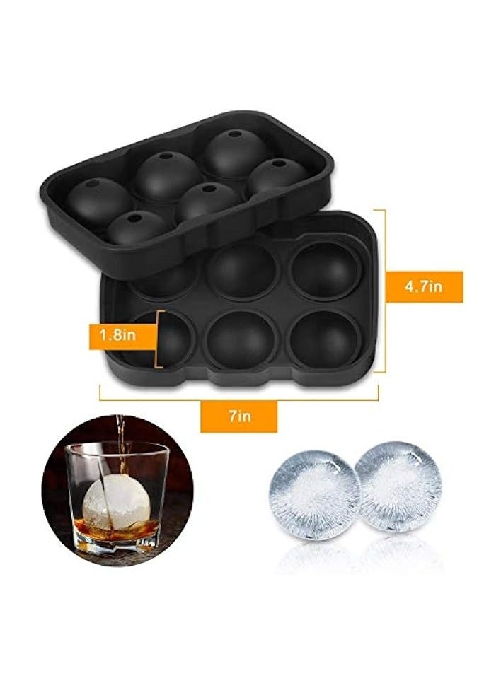 Large Size Ice Maker Hold Silicone Cube Tray And Ball (Set Of 2) Black