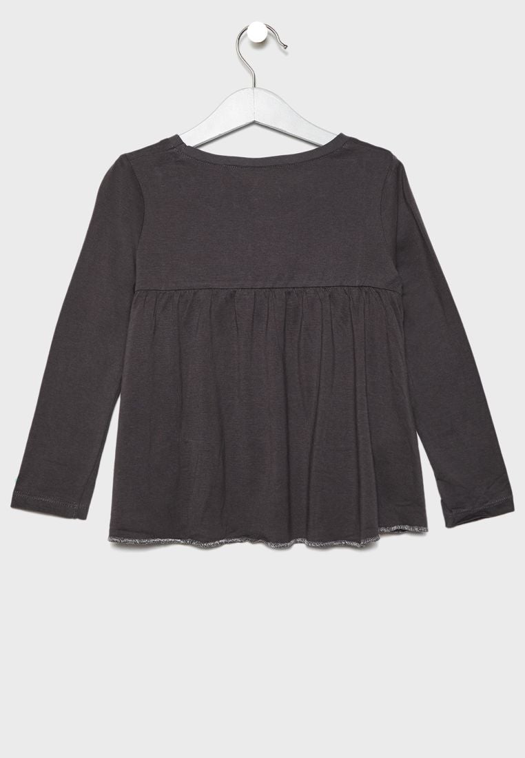 Little Ana Round Neck T-Shirt Grey
