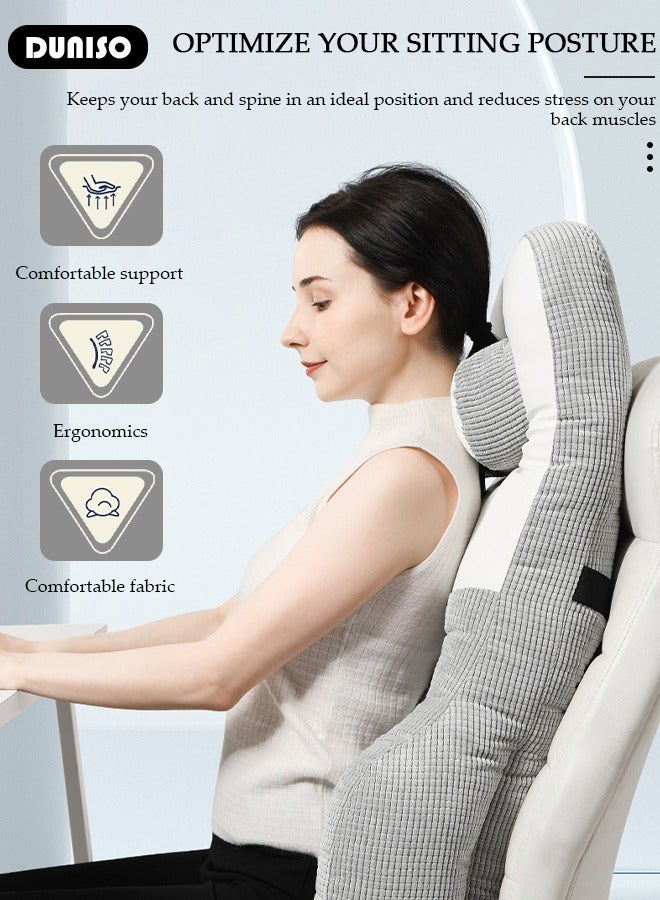 Lumbar Support Pillow for Office Chair, Ergonomic Back Cushion for Pain Relief & Improve Sitting Posture, Back & Neck Support with Portable Design,Adjustable Straps Pillow for Office Chair, Wheelchair, Desk Chair, Computer Chair, Gaming Chair