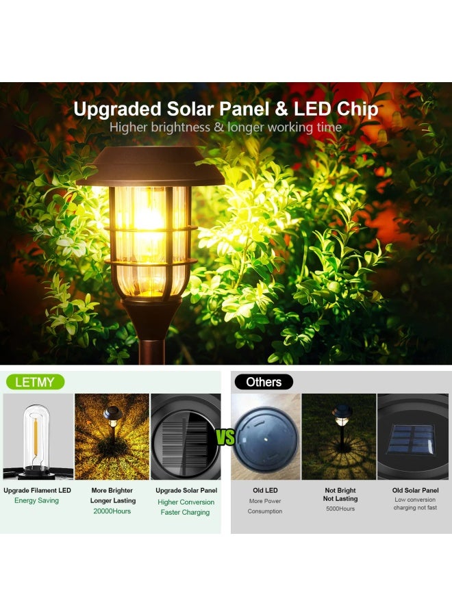 Letmy Solar Pathway Lights Outdoor 8 Pack Bright Solar Lights Outdoor Ip65 Waterproof Auto On/Off Solar Garden Lights Solar Powered Landscape Lighting For Yard Patio Walkway Driveway