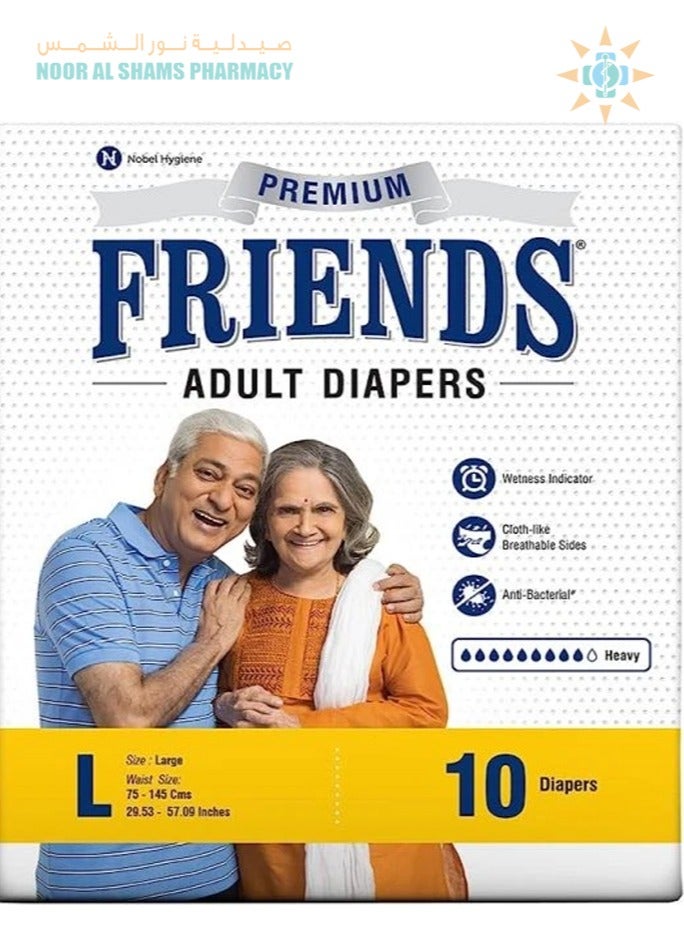 Friends Adult Diapers Premium Large (10 Count)