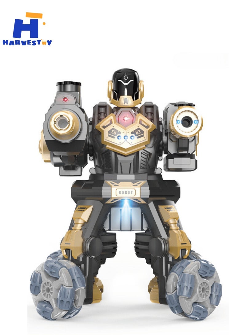 Remote Control Robot Toys, Battle Robot with Light Music, Spray, 1000 Water Beads, Support 360° Rotating and Drift, Robot Kit Toy for Boys and Girls Kids